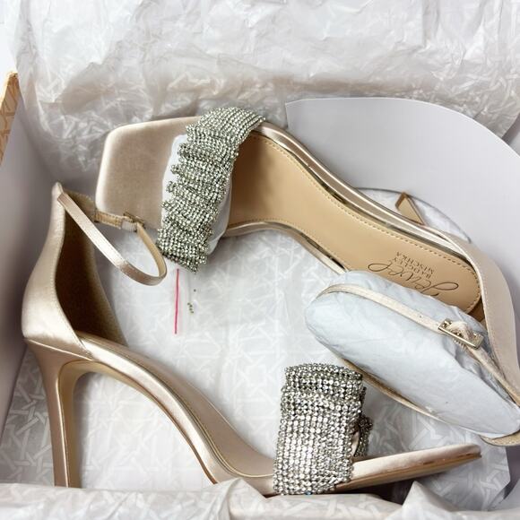 JEWEL BADGLEY MISCHKA RIDLEY WOMEN HEELS SIZE 9 BRAND NEW WITH BOX CHAMPAGNE - Picture 4 of 11